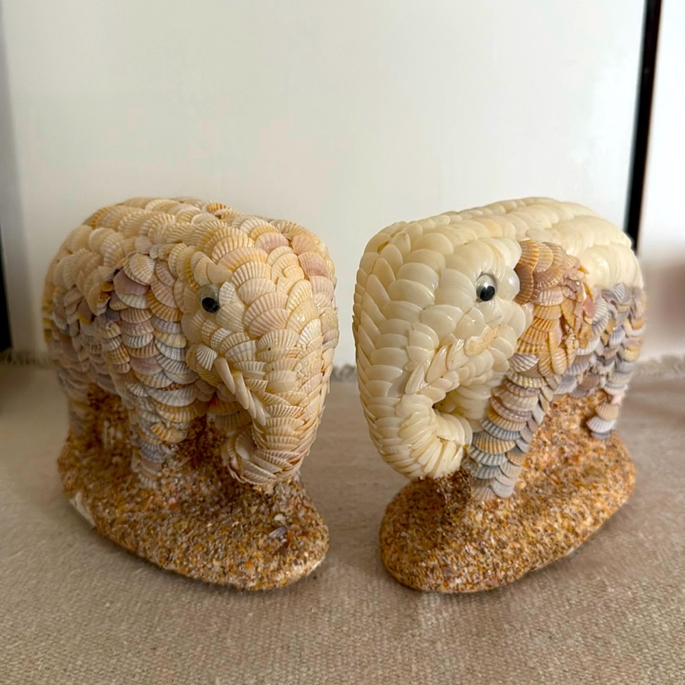 Elephant decor made from real seashells